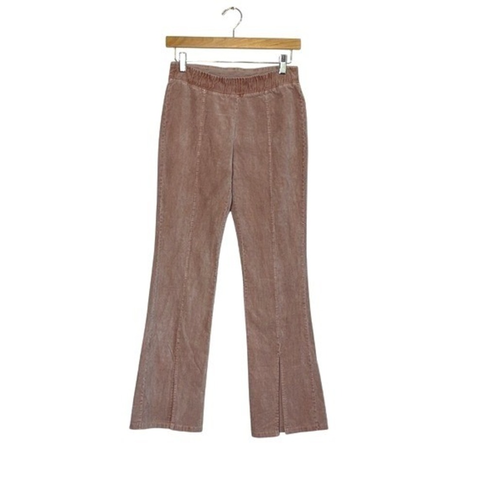 FREE PEOPLE MOVEMENT Medium Dusty Rose Corduroy Split Hem Pull On Flare Pants